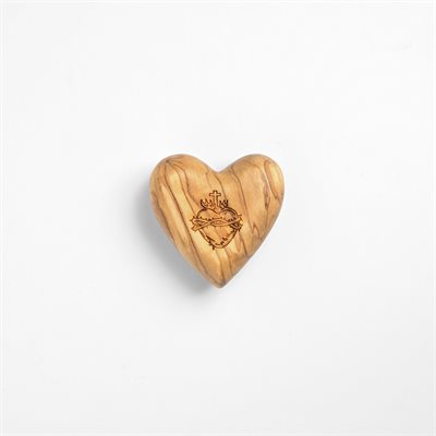 Coeur réconfortant en bois d'olivier grand