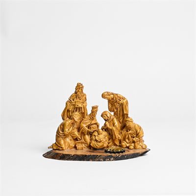 Holy Family creche resin and olive wood