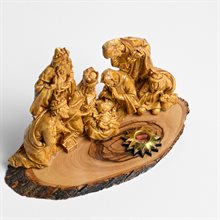 Holy Family creche resin and olive wood