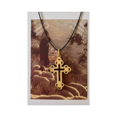 Oriental Cross Pendant Made of Olivewood 1.5"