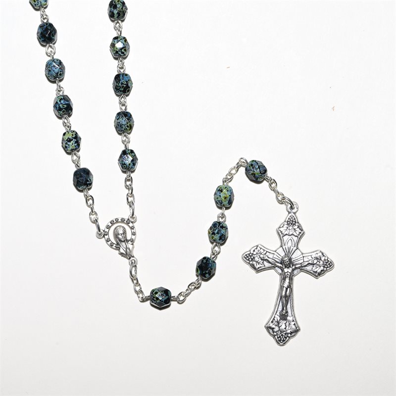 Imitation Dark Marble Fire Polished Rosary
