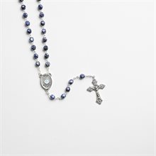 Rosary FP 7 mm blue / blk with Lourdes Relic Center