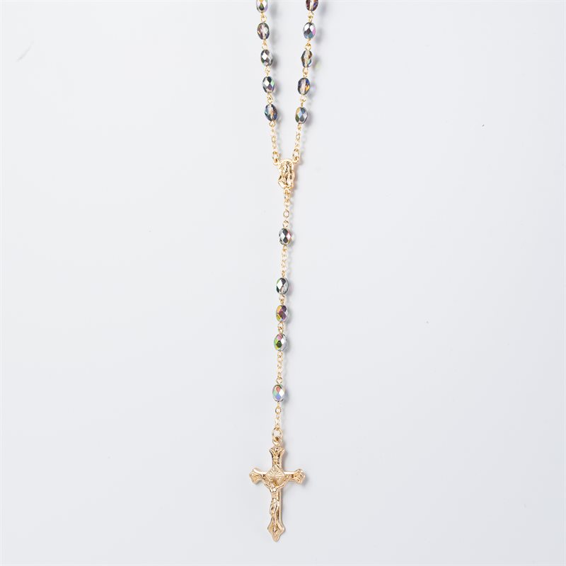Smokey Blue and Gold Rosary Made in Italy