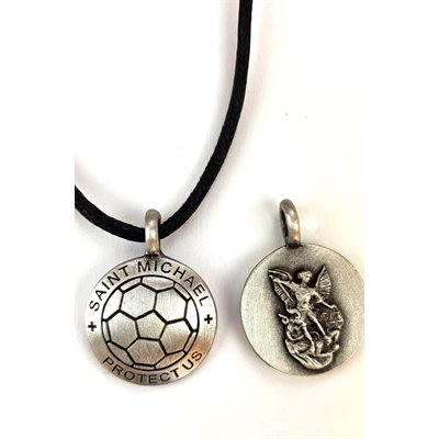 Médaille en étain de Soccer St Michel sur corde