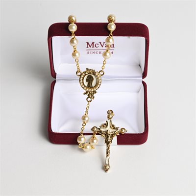 Pearl Rosary Antique Gold