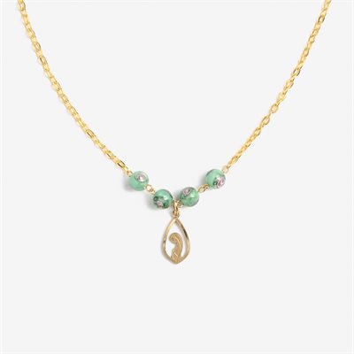 Collier Mariale verre soufflé vert sur chaine doré