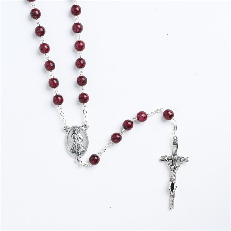 Rosary Burgandy Divine Mercy