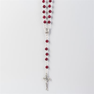 Pressed Beads Holy Land Rosary Burgundy