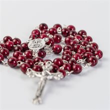 Pressed Beads Holy Land Rosary Burgundy