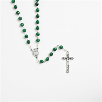 Pressed Beads Holy Land Rosary Green