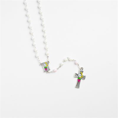 Children's frosted white bead rosary