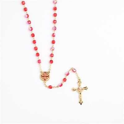 Rosary with Our Lady Queen of Palestine on gold tone