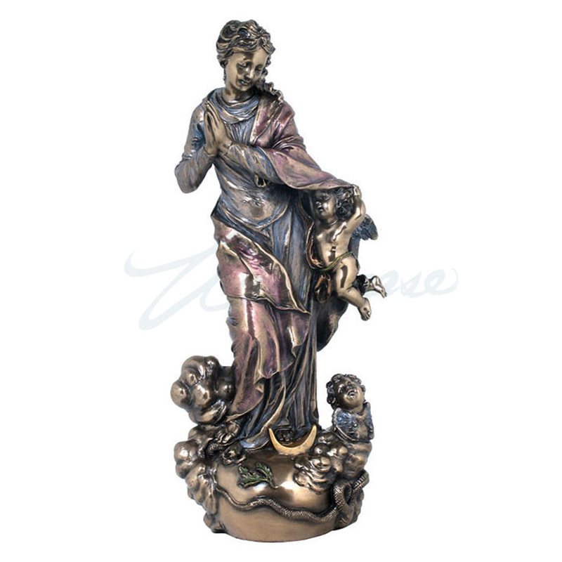 Imm. Concep. Statue Bronze 11 3 / 4 in