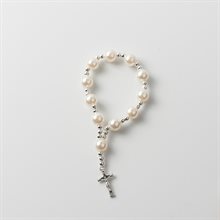 One Decade Cream Rosary on elastic