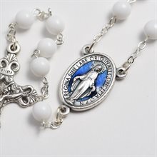 White Rosary with Blue Miraculous Medal